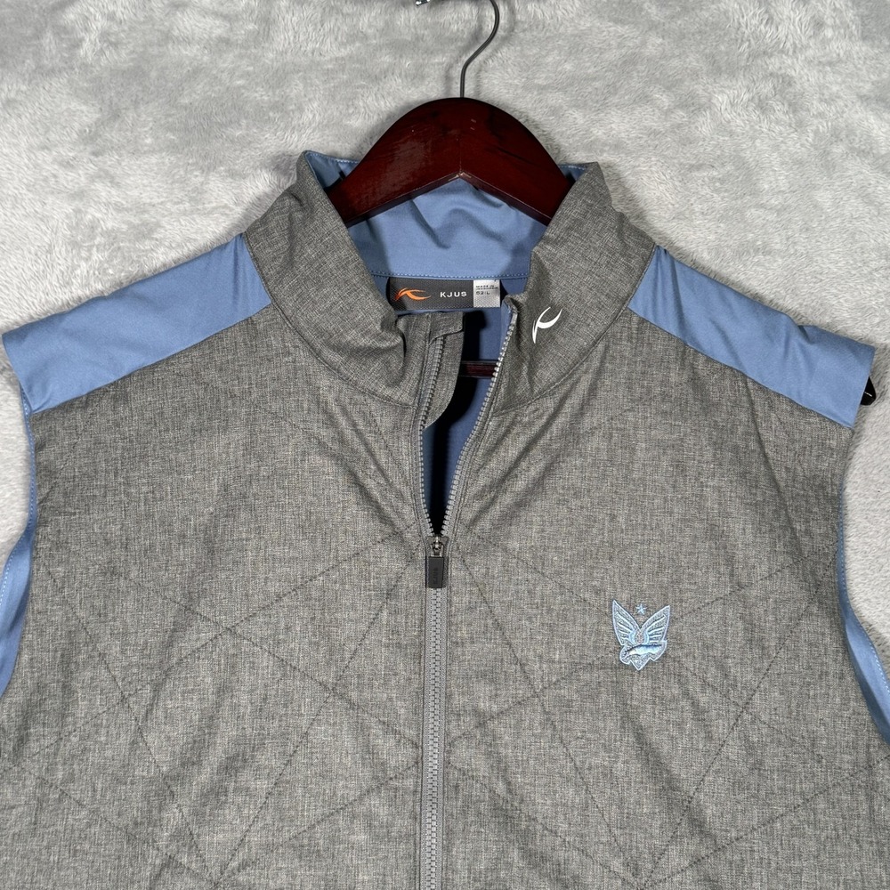 KJUS Vest‎ Mens L 52 Gray Quilted Full Zip Golf Insulated Softshell Retention